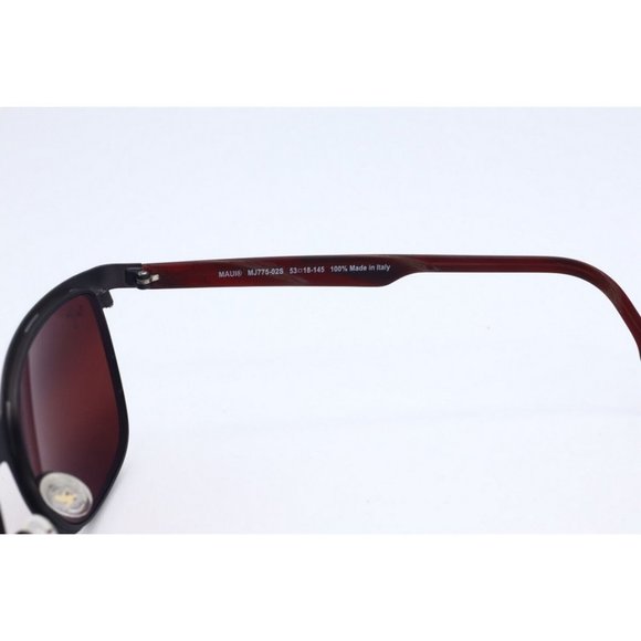 Maui Jim Naupaka 53mm MJ775-2M Satin Black Square Super Thin  Maui Jim NAUPAKA MJ 775-02S Black Sunglasses Maui Rose Polarized Lenses 53mm (A)